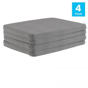 Mcintosh Set Of 4 Outdoor Patio Chair Cushion, Weather-resistant Removable Cover With 1.6" Comfort Foam Core With Ties - 19"x18" Gray