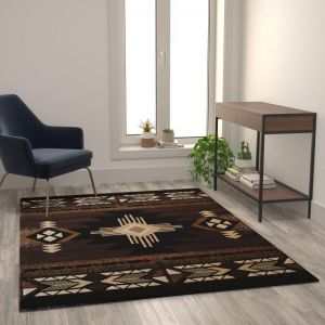 Mohave Collection 5' X 7' Chocolate Traditional Southwestern Style Area Rug - Olefin Fibers With Jute Backing