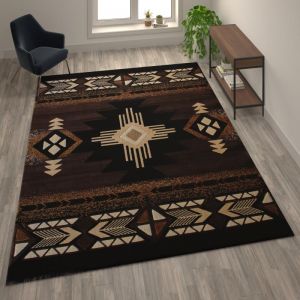 Mohave Collection 8' X 10' Chocolate Traditional Southwestern Style Area Rug - Olefin Fibers With Jute Backing