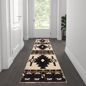 Mohave Collection 2' X 7' Brown Traditional Southwestern Style Area Rug - Olefin Fibers With Jute Backing