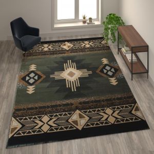 Mohave Collection 8' X 10' Sage Traditional Southwestern Style Area Rug - Olefin Fibers With Jute Backing