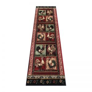 Black 2x7 Rooster Area Rug