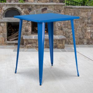 Nolan Commercial Grade 31.5" Square Blue Metal Indoor-outdoor Bar Height Table