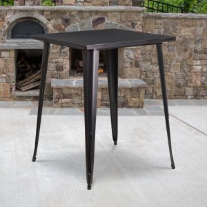 Nolan Commercial Grade 31.5" Square Black-antique Gold Metal Indoor-outdoor Bar Height Table