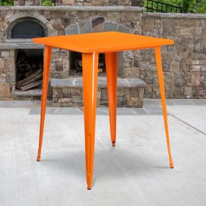 Nolan Commercial Grade 31.5" Square Orange Metal Indoor-outdoor Bar Height Table