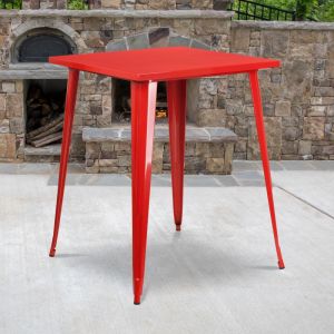 Nolan Commercial Grade 31.5" Square Red Metal Indoor-outdoor Bar Height Table