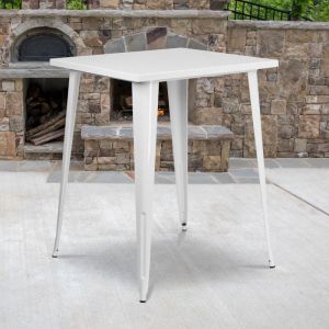 Nolan Commercial Grade 31.5" Square White Metal Indoor-outdoor Bar Height Table