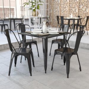 Parker Commercial Grade 35.5" Square Black Metal Indoor-outdoor Table