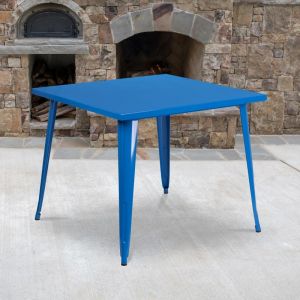 Parker Commercial Grade 35.5" Square Blue Metal Indoor-outdoor Table