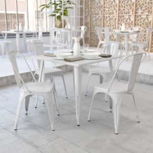 Parker Commercial Grade 35.5" Square White Metal Indoor-outdoor Table