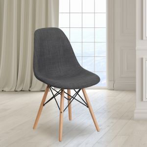 Elon Series Siena Gray Fabric Chair With Wooden Legs