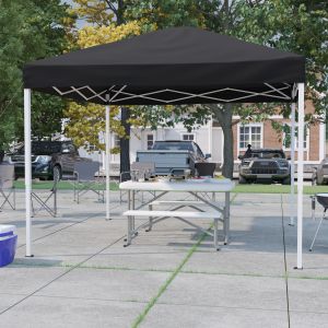 Harris 10'x10' Black Outdoor Pop Up Event Slanted Leg Canopy Tent With Carry Bag