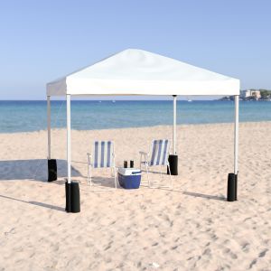 Harris 10'x10' White Pop Up Event Straight Leg Canopy Tent With Sandbags And Wheeled Case