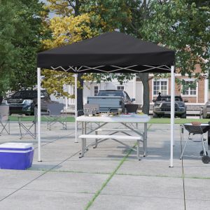 Harris 8'x8' Black Outdoor Pop Up Event Slanted Leg Canopy Tent With Carry Bag