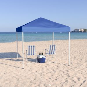 Harris 8'x8' Blue Outdoor Pop Up Event Slanted Leg Canopy Tent With Carry Bag