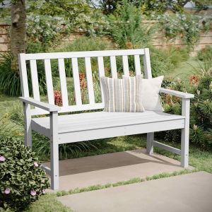 50" White Indoor/outdoor Recycled Hdpe Bench