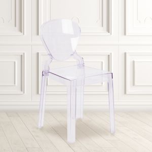 Theo Ghost Chair With Tear Back In Transparent Crystal