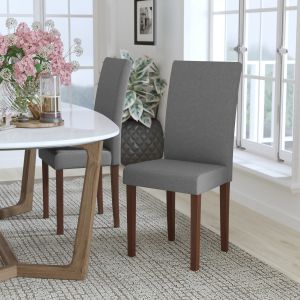 Greenwich Series Light Gray Fabric Upholstered Panel Back Mid-century Parsons Dining Chair