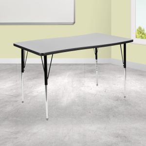 Wren 28"w X 47.5"l Rectangular Wave Flexible Collaborative Grey Thermal Laminate Activity Table-standard Height Adjust Legs