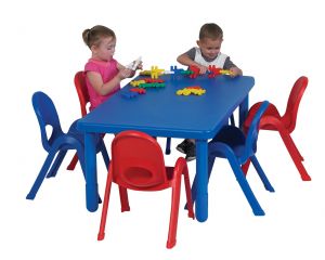Myvalue Set 6  Rectangle (toddler), 12"h 28" X 48" Table, Solid Royal Blue