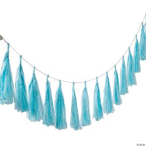 Tissue Paper Light Blue Tassel Garland