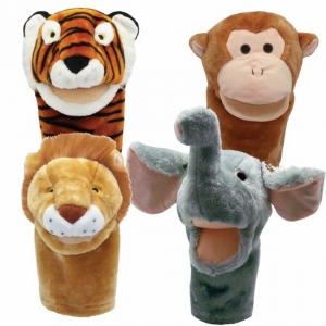 Bigmouth Zoo Puppet Set: Lion, Tiger, Monkey, Elephant