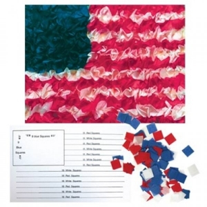 Tissue Flag Kit - Printed Flag With Red, White & Blue 1" Tissue Squares - 10 Ct.