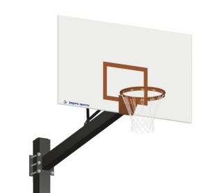 Basketball System - Titan   (Powder Coated) Black (6 in. x 6 in. Pole with 6 ft. Offset) - 72 in. Steel Backboard - Breakaway Playground Goal