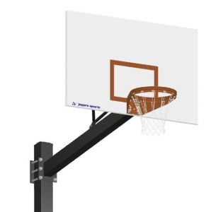 Basketball System - Titan   (Powder Coated) Black (6 in. x 6 in. Pole with 6 ft. Offset) - 60 in. Steel Backboard - Playground Goal