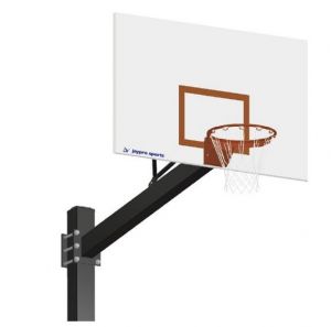 Basketball System - Titan   (Powder Coated) Black (6 in. x 6 in. Pole with 6 ft. Offset) - 60 in. Steel Backboard - Flex Rim Goal (Surface Mount)