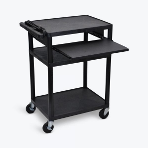 34"h Av Cart - Three Shelves, Front Pullout