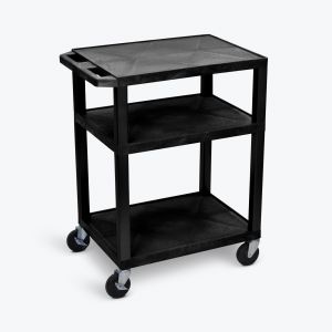 34"h Av Cart - Three Shelves - Black Legs