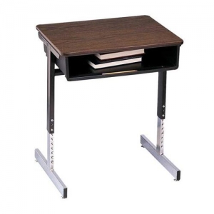 Adjustable Pedestal Plastic Bookbox Open Front Desk, W/18 X 24 Fiberboard Top