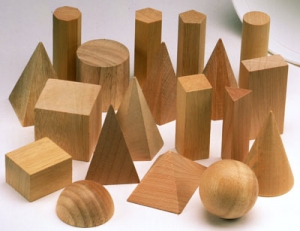 Geometric Solids, Wooden 19 Pieces