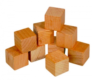 1" Plain Wood Cubes, Set Of 100  