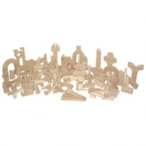 Hardwood Blocks, Kindergarten Set 24 Shapes, 183 Pieces