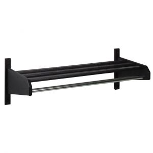 Wooden Mallet 26" Oak Coat & Hat Rack, 1" Diameter Bar, Black