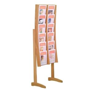 Wooden Mallet Stance 12 Pocket Curved Floor Display, 2'wx6'h, Light Oak