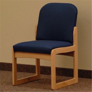 Wooden Mallet Prairie Collection Armless Guest Chair, Sled Base, Arch Blue, Light Oak