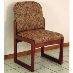 Wooden Mallet Prairie Collection Armless Guest Chair, Sled Base, Watercolor Rose, Mahogany