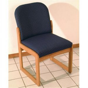 Wooden Mallet Prairie Collection Armless Guest Chair, Sled Base, Arch Blue, Medium Oak