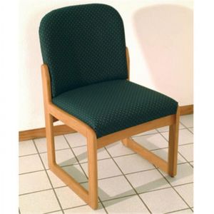 Wooden Mallet Prairie Collection Armless Guest Chair, Sled Base, Arch Green, Medium Oak