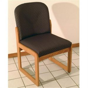 Wooden Mallet Prairie Collection Armless Guest Chair, Sled Base, Arch Slate, Medium Oak