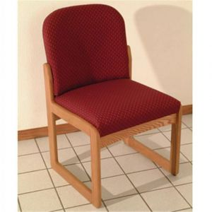 Wooden Mallet Prairie Collection Armless Guest Chair, Sled Base, Arch Wine, Medium Oak