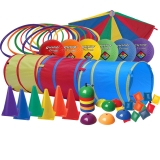 Preschool Physical Active Play Set,  Includes Playground Balls, Bean Bags,  Cones, Hoops, Parachute And Tunnel
