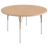 48" Round T-mold Activity Table With Adjustable Standard Swivel Glide Legs - Maple/maple/sand