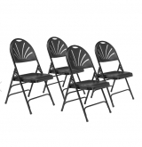 1100 Series Fan-Back Tri-Brace Dual Hinge Folding Chair, Supports Up to 500 lb, 17.75" Seat Height, Black, 4/Carton