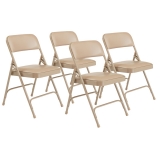 1200 Series Premium Vinyl Dual-Hinge Folding Chair, Supports Up to 500 lb, 17.75" Seat Height, French Beige, 4/Carton