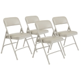 1200 Series Premium Vinyl Dual-Hinge Folding Chair, Supports Up to 500lb, 17.75" Seat Height, Warm Gray, 4/Carton