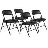 1200 Series Premium Vinyl Dual-Hinge Folding Chair, Supports Up to 500 lb, 17.75" Seat Height, Caviar Black, 4/Carton